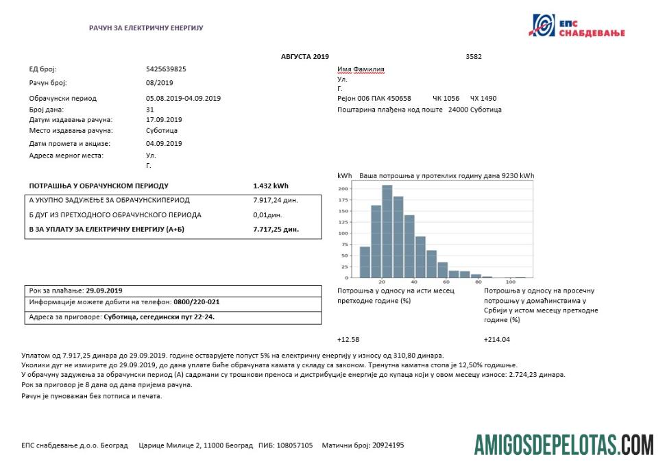 realista Comprovante de endereço de eletricidade da Sérvia Modelo de conta de serviços públicos em formato Word e PDF